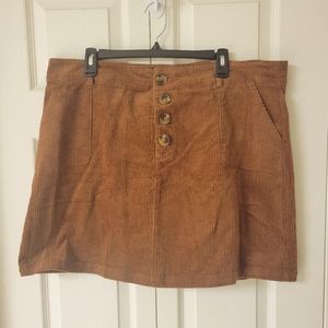 Umgee Corduroy 1X Brown Skirt